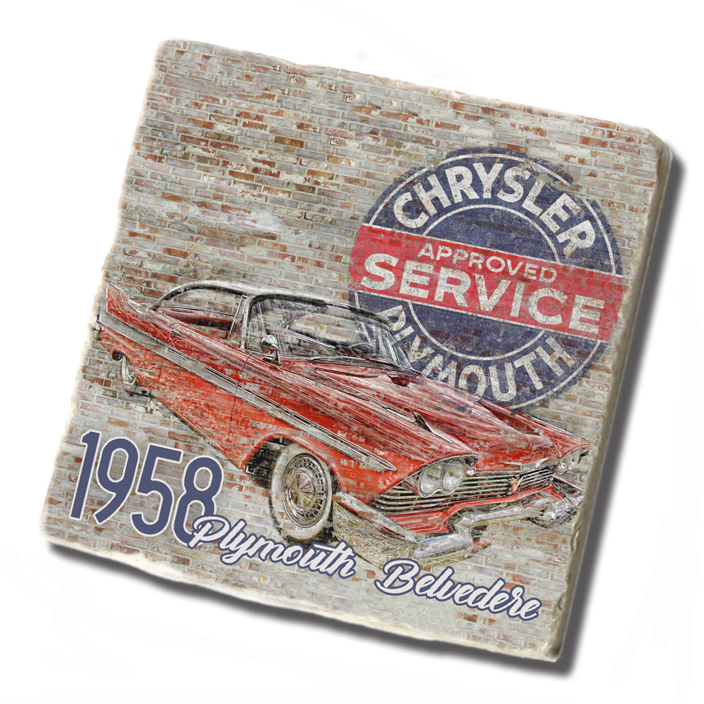 Tile Coaster - 1958 Plymouth Belvedere Wall Design Classic Car