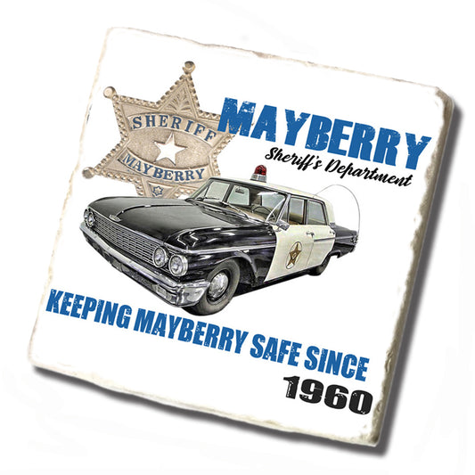 Tile Coaster - Mayberry Squad Car and Badge