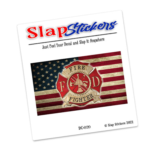 Decal - Firefighters Thin Red Line Maltese Cross American Flag