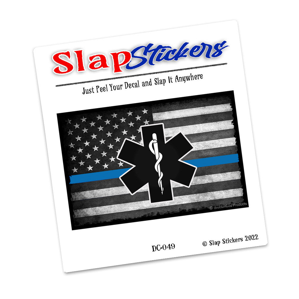 Decal - EMT EMS Paramedics Thin Blue Line American Flag