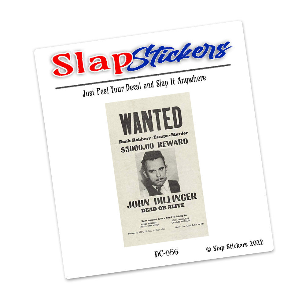 Decal - Gangster John Dillinger $5000.00 Reward Poster