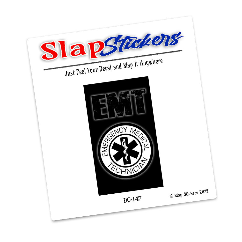 Decal - EMT Emergency Medical Technician Star of Life Black White