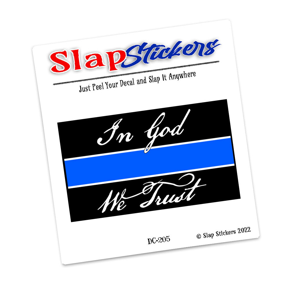 Decal - Law Enforcement Thin Blue Line In God We Trust