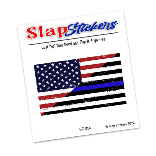 Decal - Thin Blue Line American Flag Law Enforcement