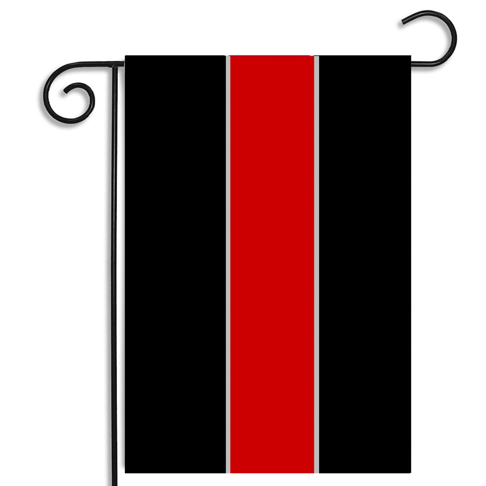 Garden Flag - Thin Red Line Firefighter Black and Red Stripes