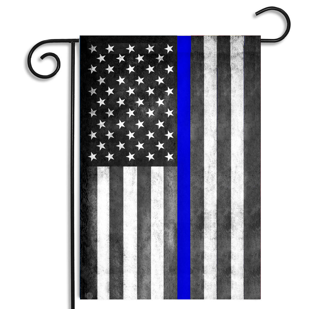 Garden Flag - Thin Blue Line Law Distressed American Flag