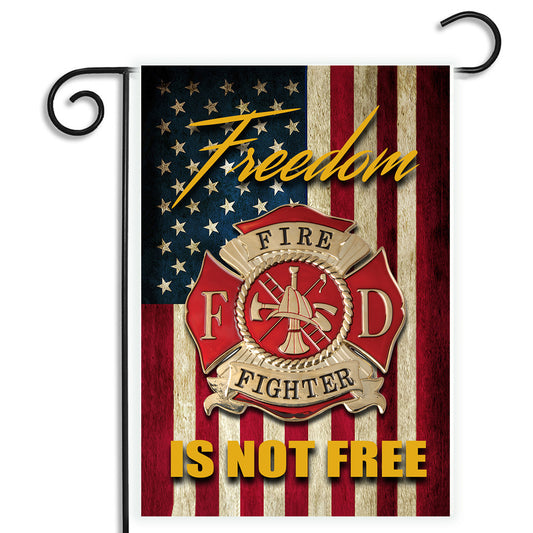 Garden Flag - Firefighter Maltese Cross Freedom Is Not Free