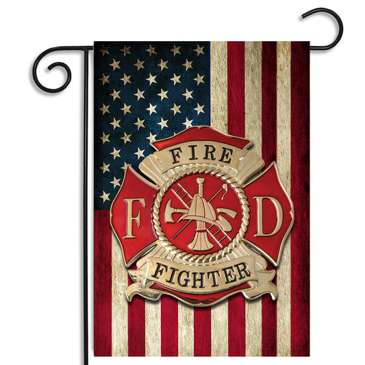 Garden Flag - Firefighters American Flag Maltese Cross