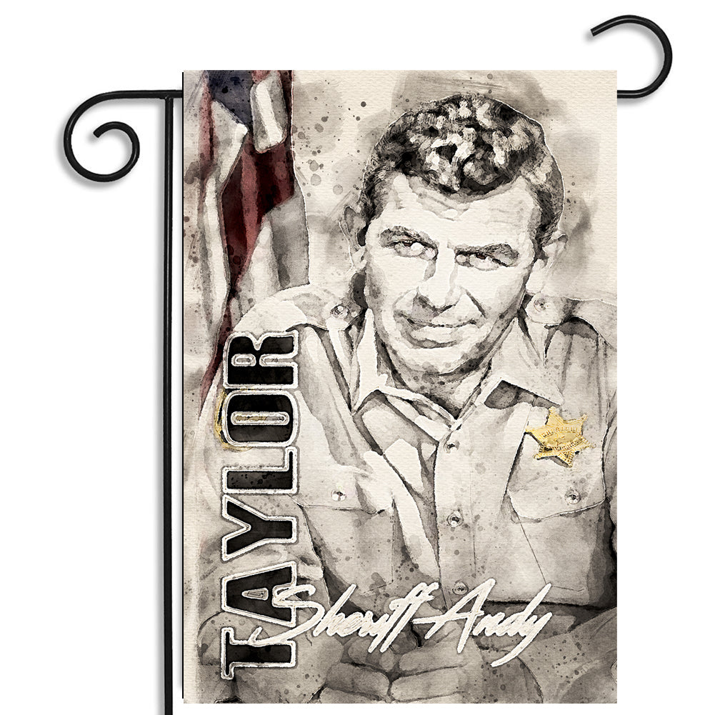 Garden Flag - Sheriff Andy Taylor with American Flag Watercolor Design