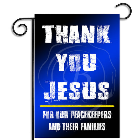 Garden Flag - Thin Blue Line Law Enforcement Thank You Jesus