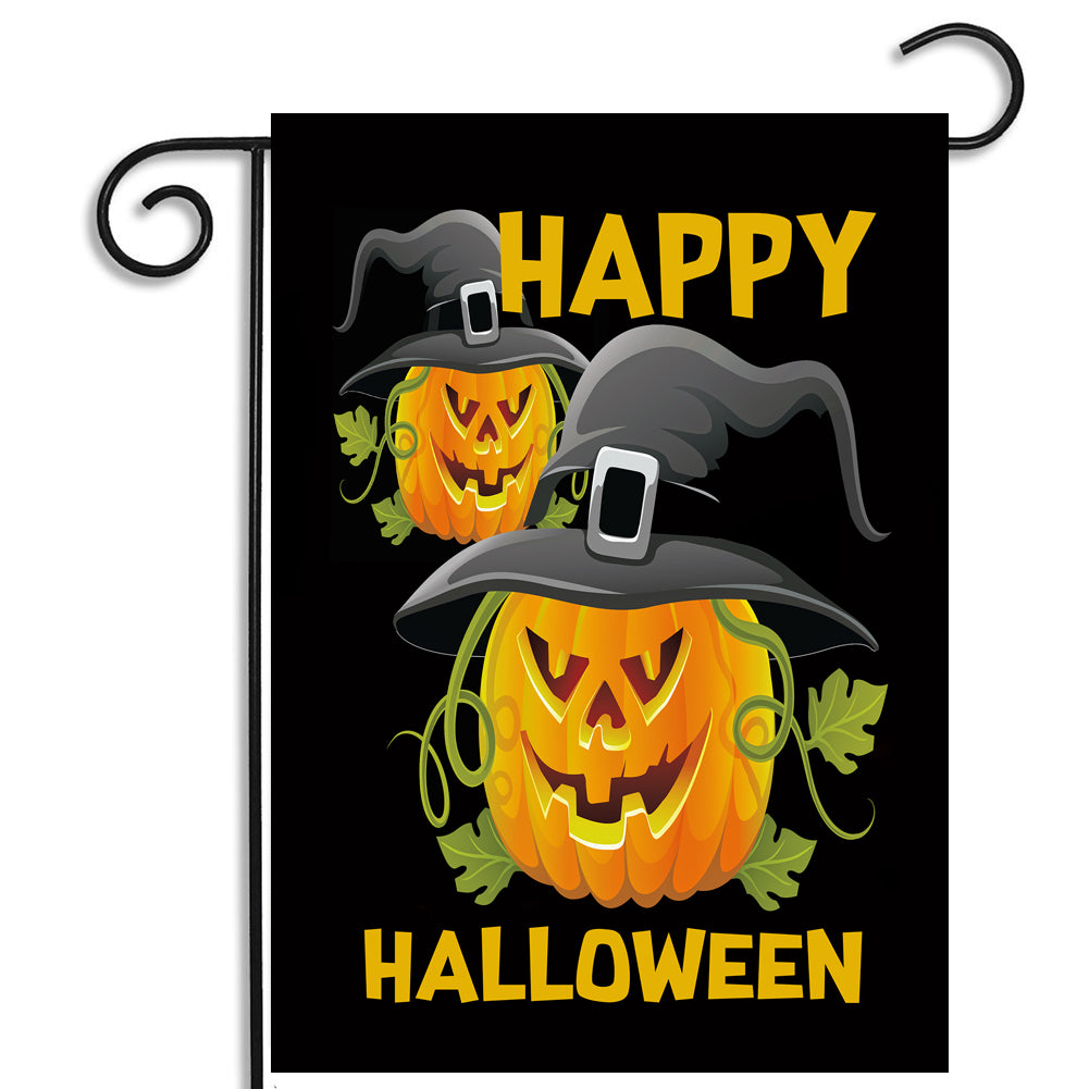 Garden Flag - Happy Halloween Scary Pumpkins