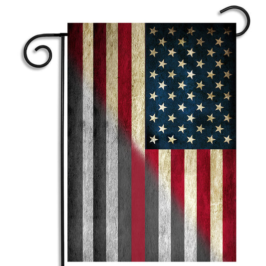 Garden Flag - Distressed Thin Red Line Firefighter American Flag