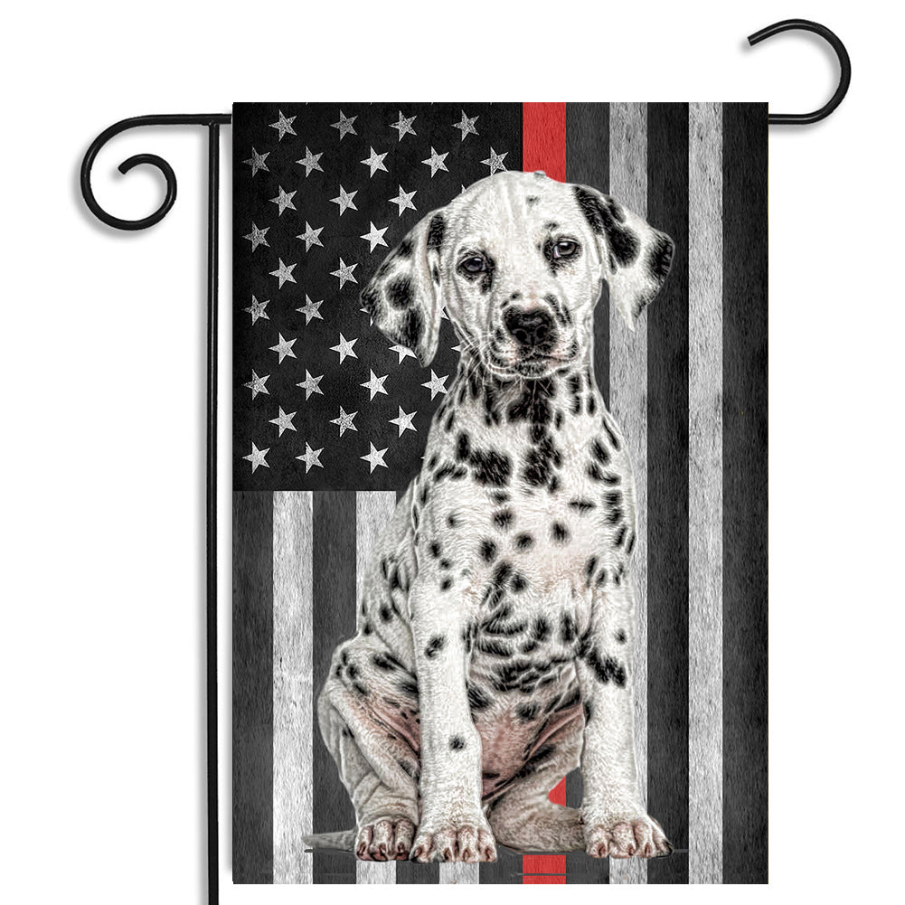 Garden Flag - Firefighters Thin Red Line American Flag Dalmatian Dog