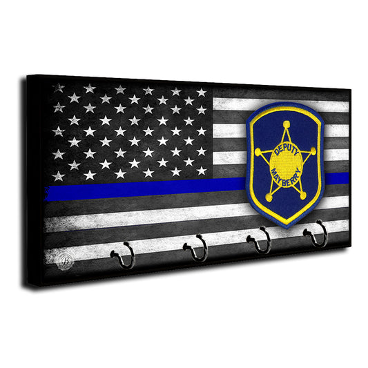 Key Hanger - Mayberry Sheriff's Department Thin Blue Line Flag