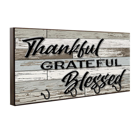 Key Hanger - Thankful Grateful Blessed Leash Holder