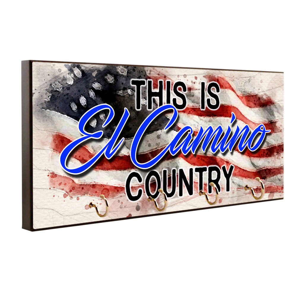 Key Hanger - Leash Holder This Is El Camino Country American Flag Classic Truck