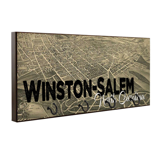 Key Hanger - Pet Leash Vintage Winston-Salem North Carolina Map