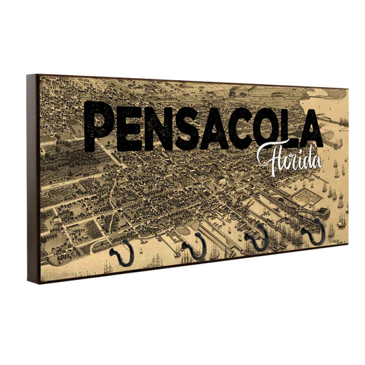 Key Hanger - Pet Leash Vintage Pensacola Florida Map