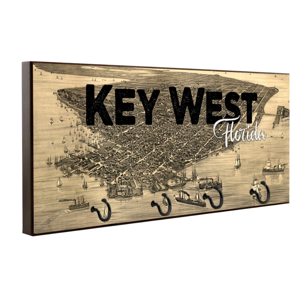 Key Hanger - Key West Florida Vintage Map Design