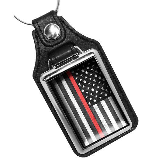 Key Ring - Firefighters Thin Red Line Distressed American Flag