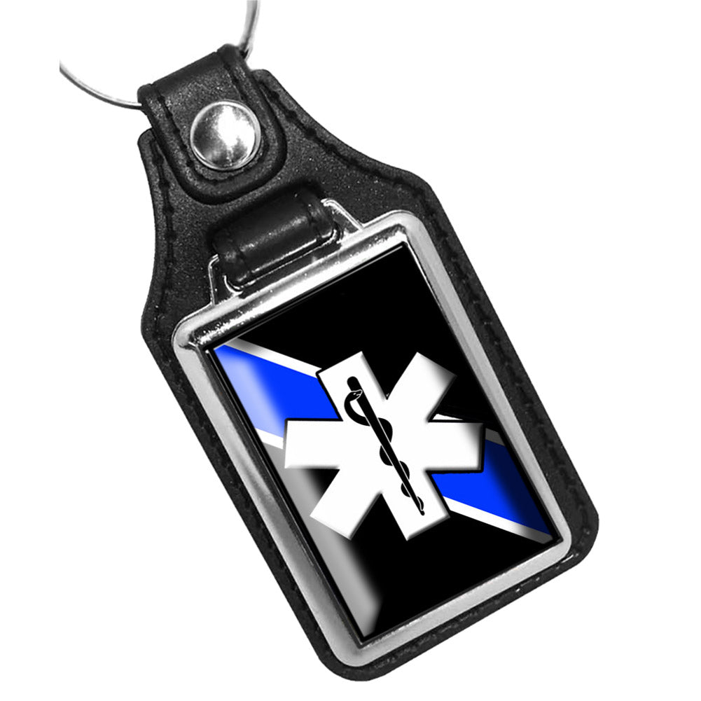 Key Ring - Thin Blue Line EMS Star of Life Emblem