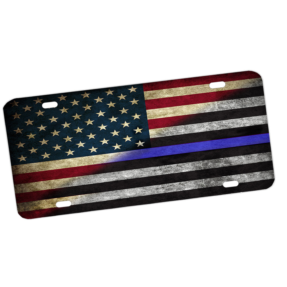 License Plate - Law Enforcement Thin Blue Line American Flag