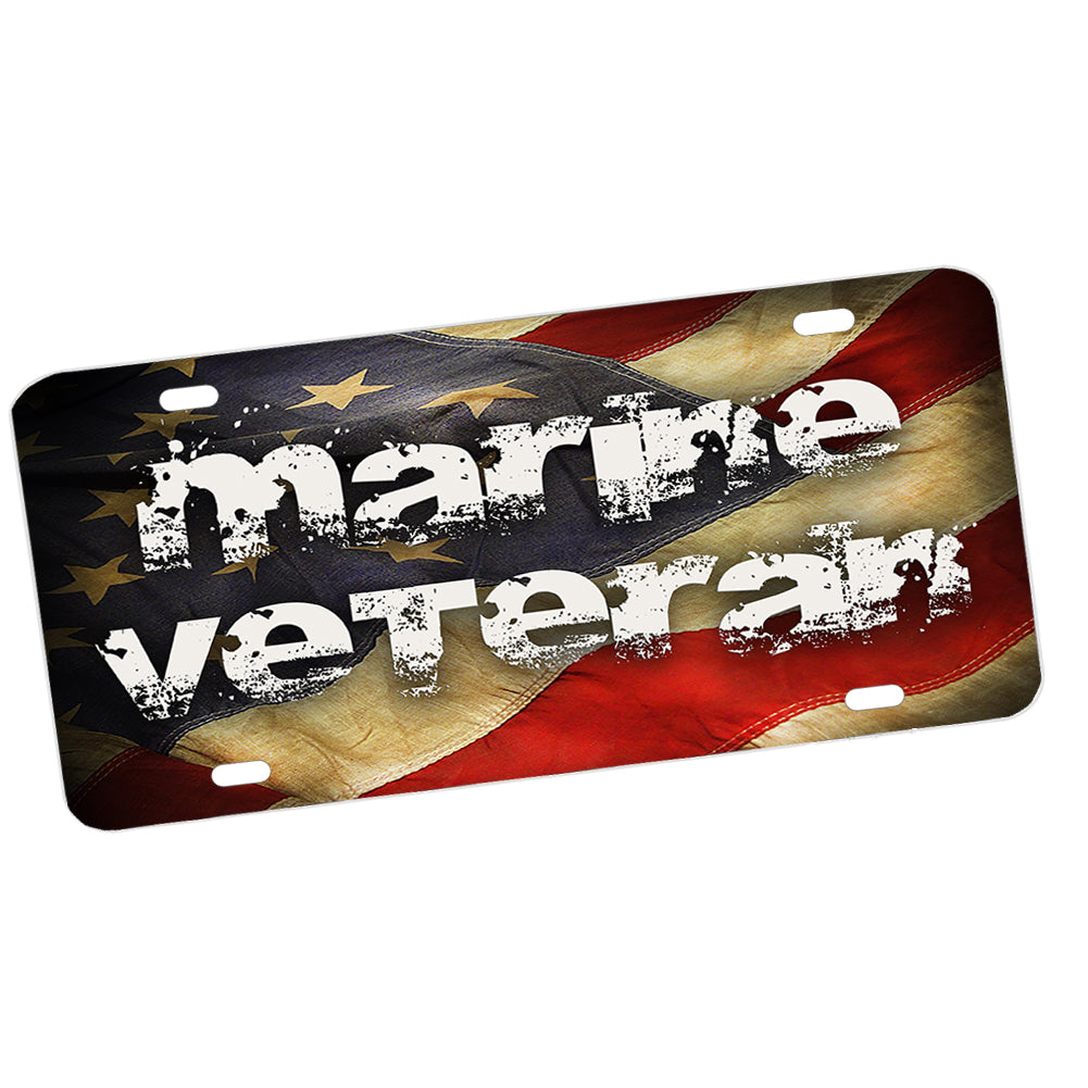 License Plate - US Marine Veteran American Flag