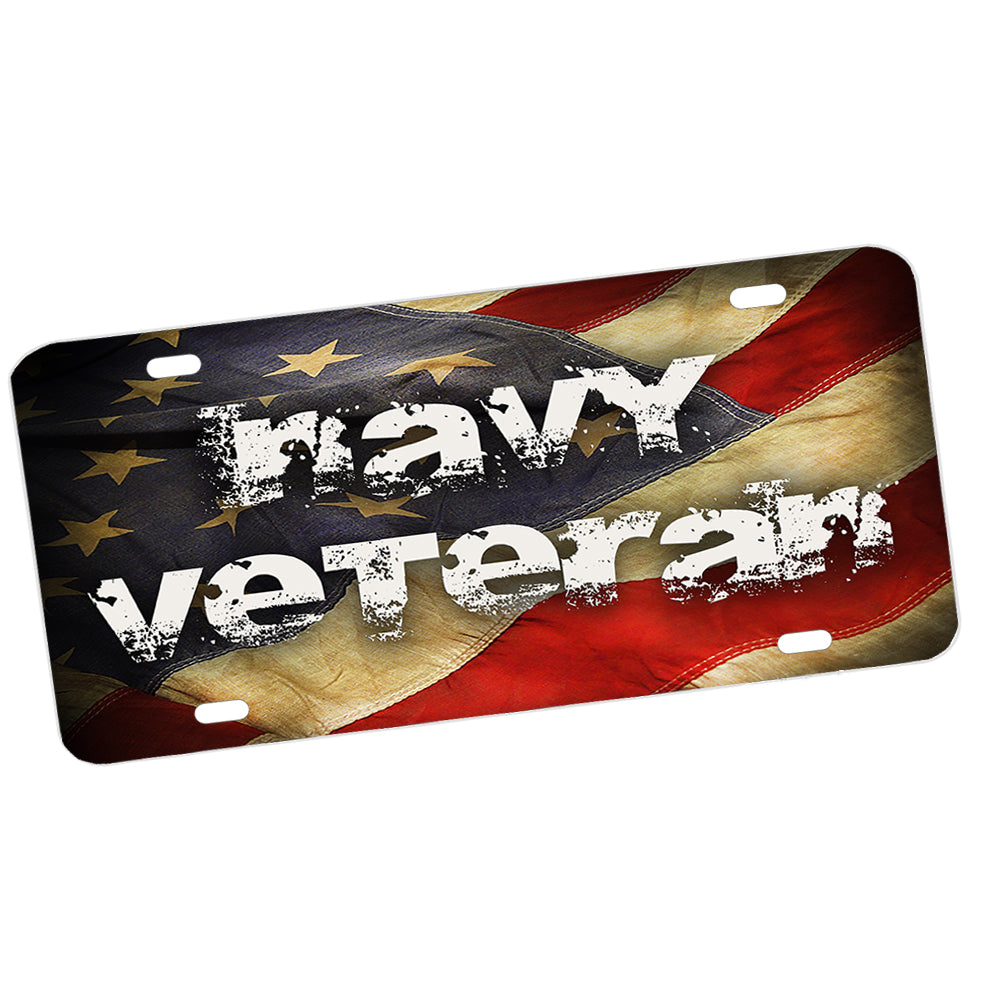 License Plate - US Navy Veteran American Flag