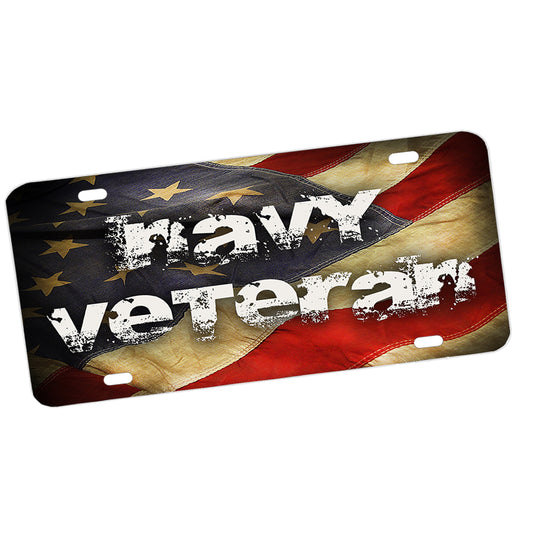 License Plate - US Navy Veteran American Flag