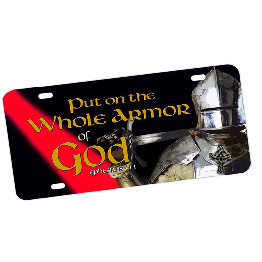 License Plate - Firefighters Thin Red Line Armor of God