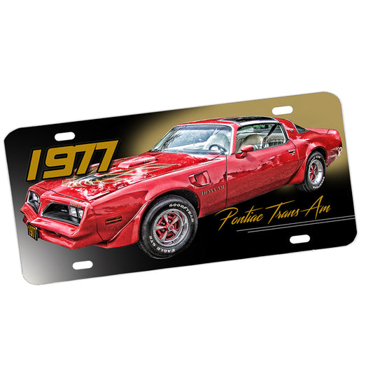 License Plate - 1977 Pontiac Firebird Trans Am Red Muscle Car