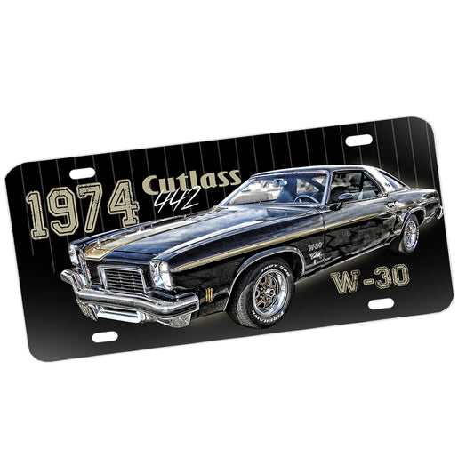 License Plate - 1974 Oldsmobile Cutlass 442 W-30 Muscle Car