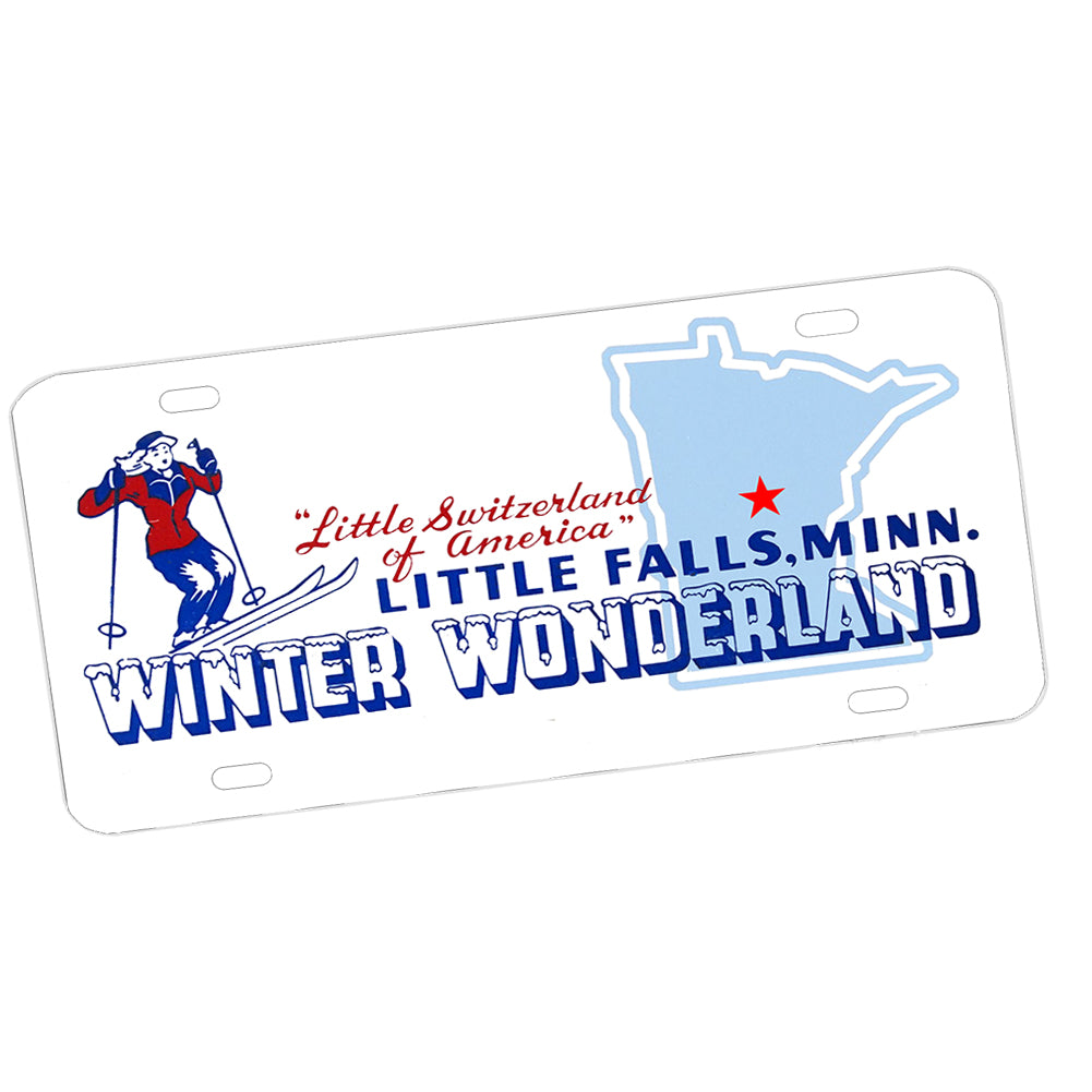 License Plate - Little Falls Minn. Winter Wonderland Snow Skiing Slope