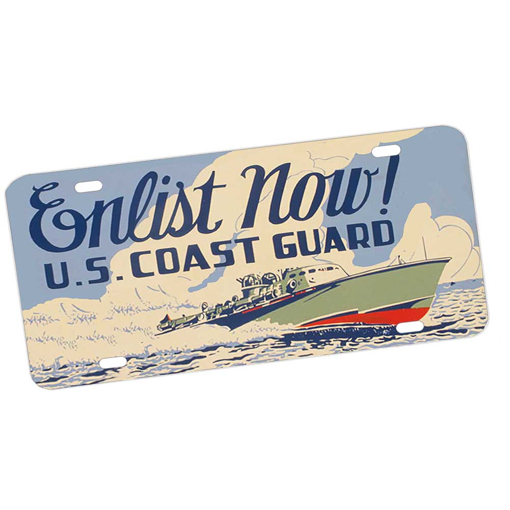 License Plate - US Coast Guard Enlist Now Poster Design