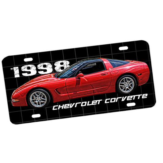 License Plate - 1998 Red Corvette Sports Car