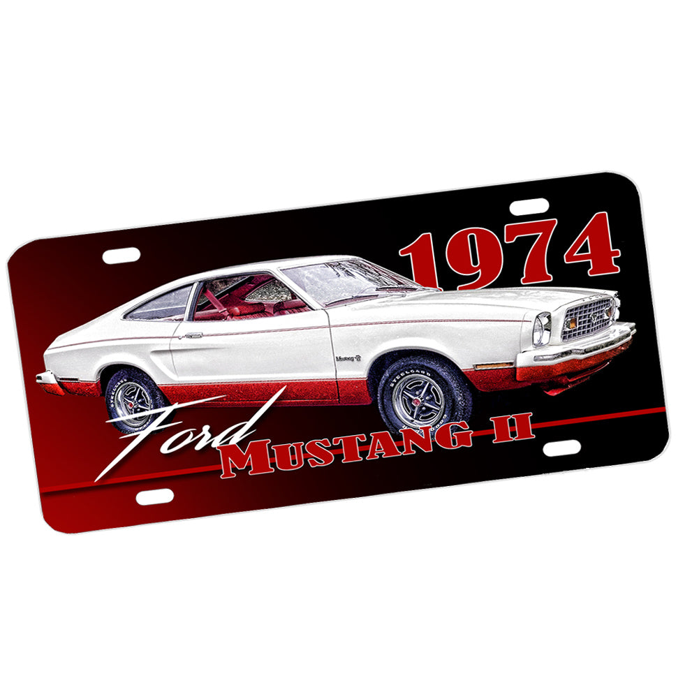 License Plate - 1974 Ford Mustang II Red White Classic Car