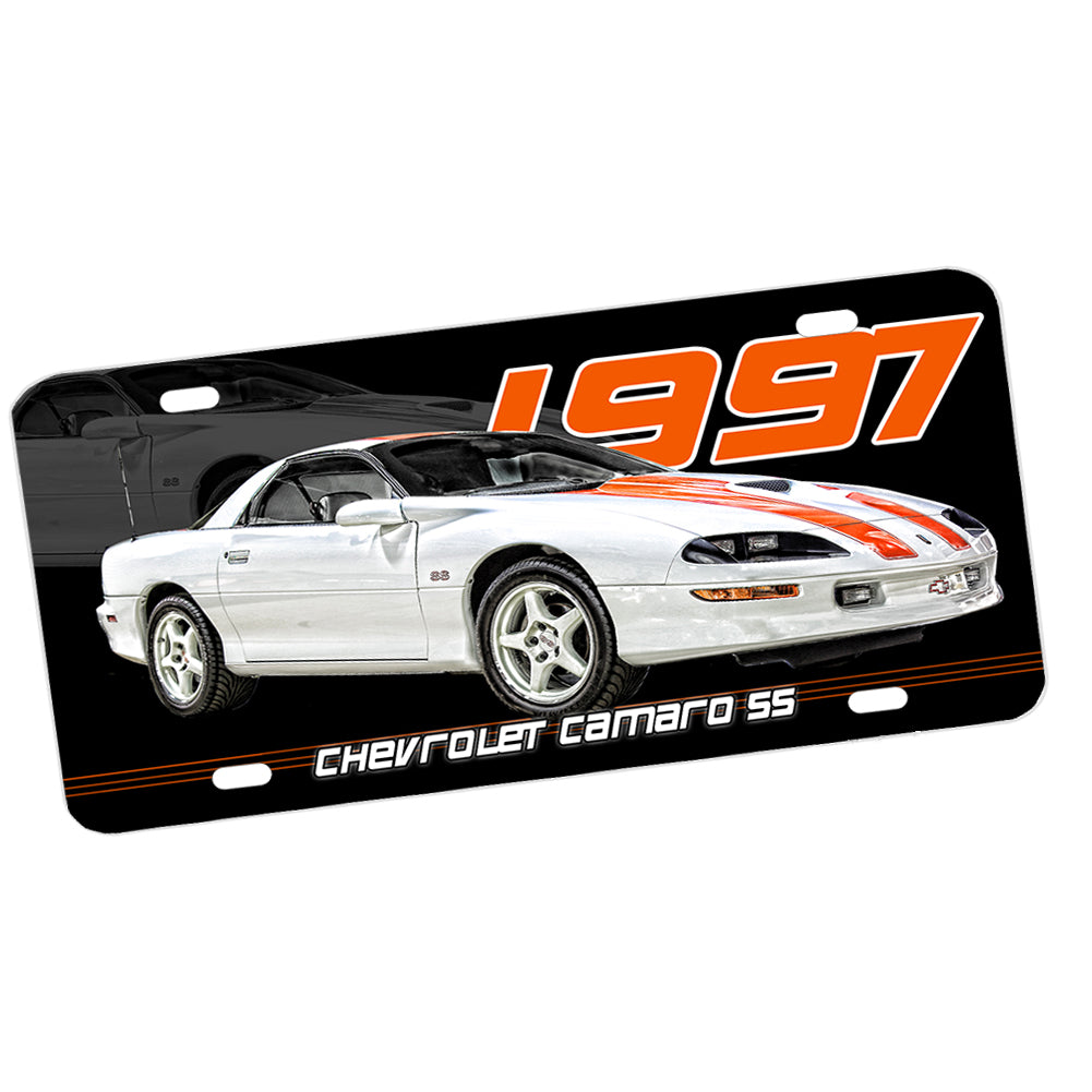 License Plate - 1997 Chevrolet Camaro SS Orange and White