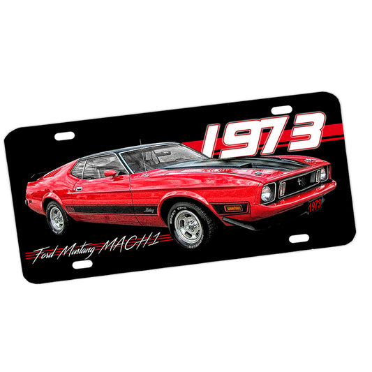 License Plate - 1973 Red Black Mustang Mach 1 Classic Muscle Car