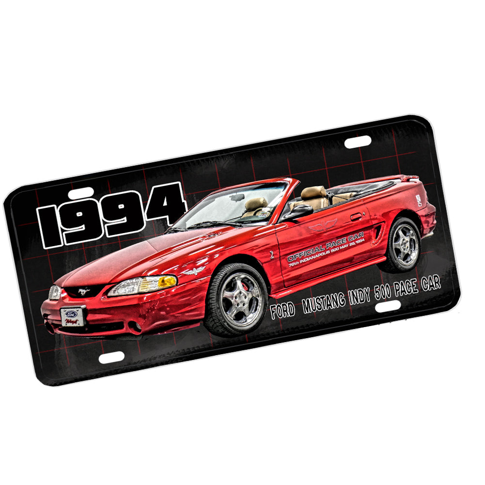 License Plate - Red Convertible Mustang 1994 Indy 500 Pace Car