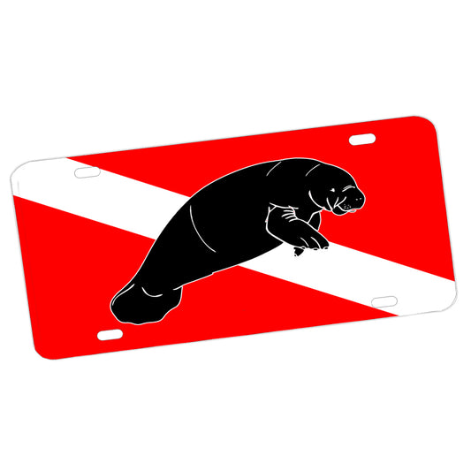 License Plate - International Dive Flag Manatee