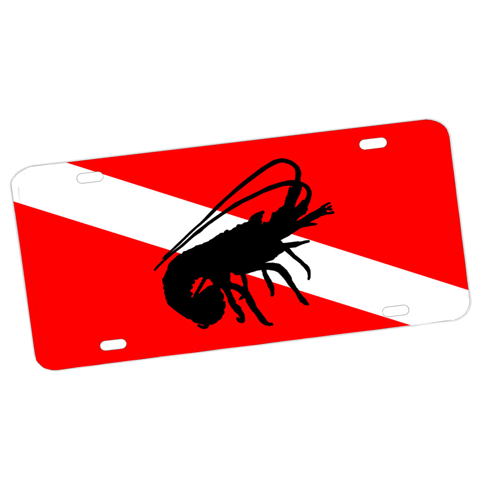 License Plate - International Dive Flag Lobster