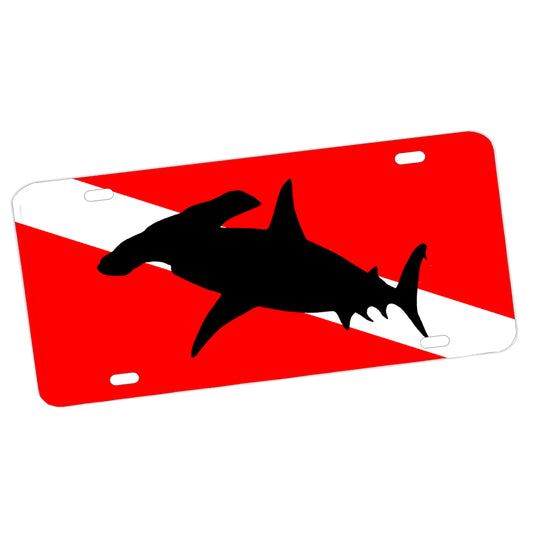 License Plate - International Dive Flag Hammerhead Shark