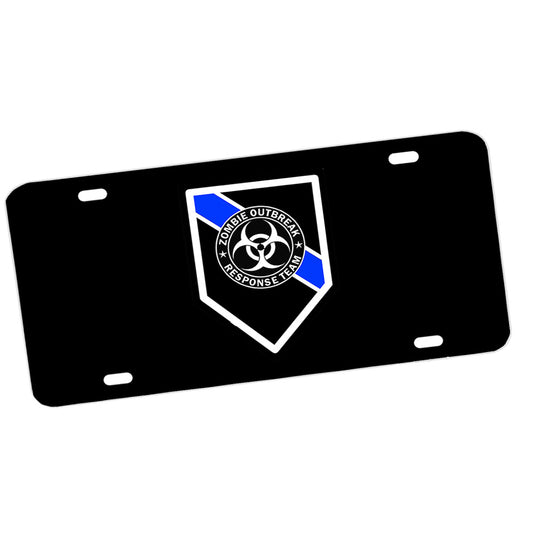 License Plate - Law Enforcement Thin Blue Line Zombie Outbreak Response Team