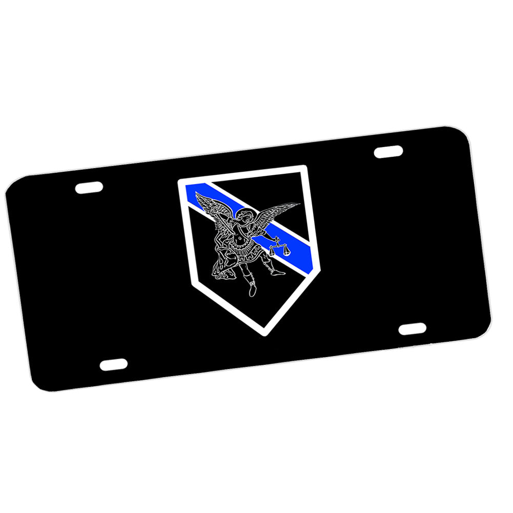 License Plate - Law Enforcement Thin Blue Line Saint Michael