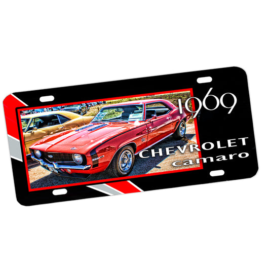 License Plate - 1969 SS Camaro Red Muscle Car