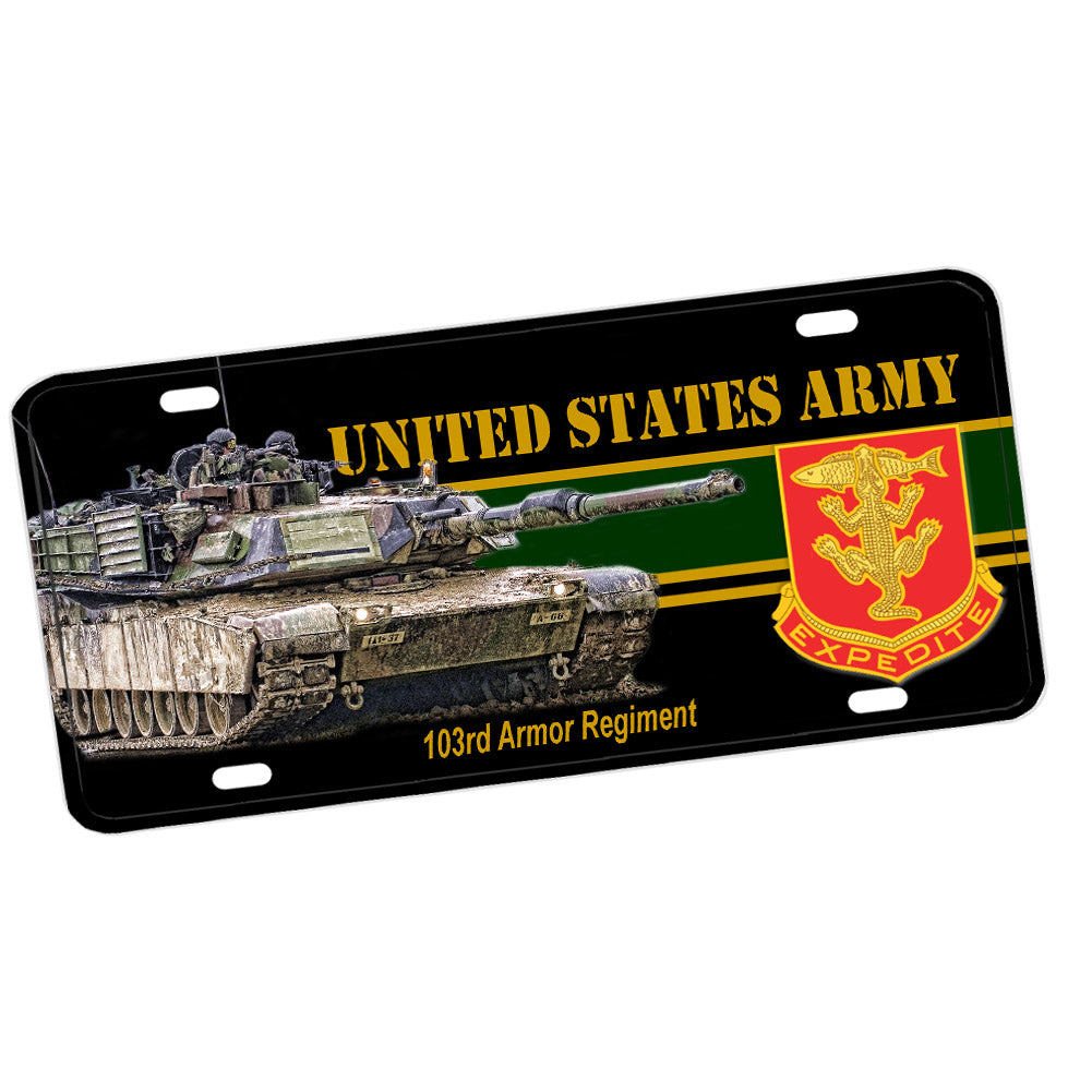 License Plate - United States Army 103rd Armor Regiment Tanks