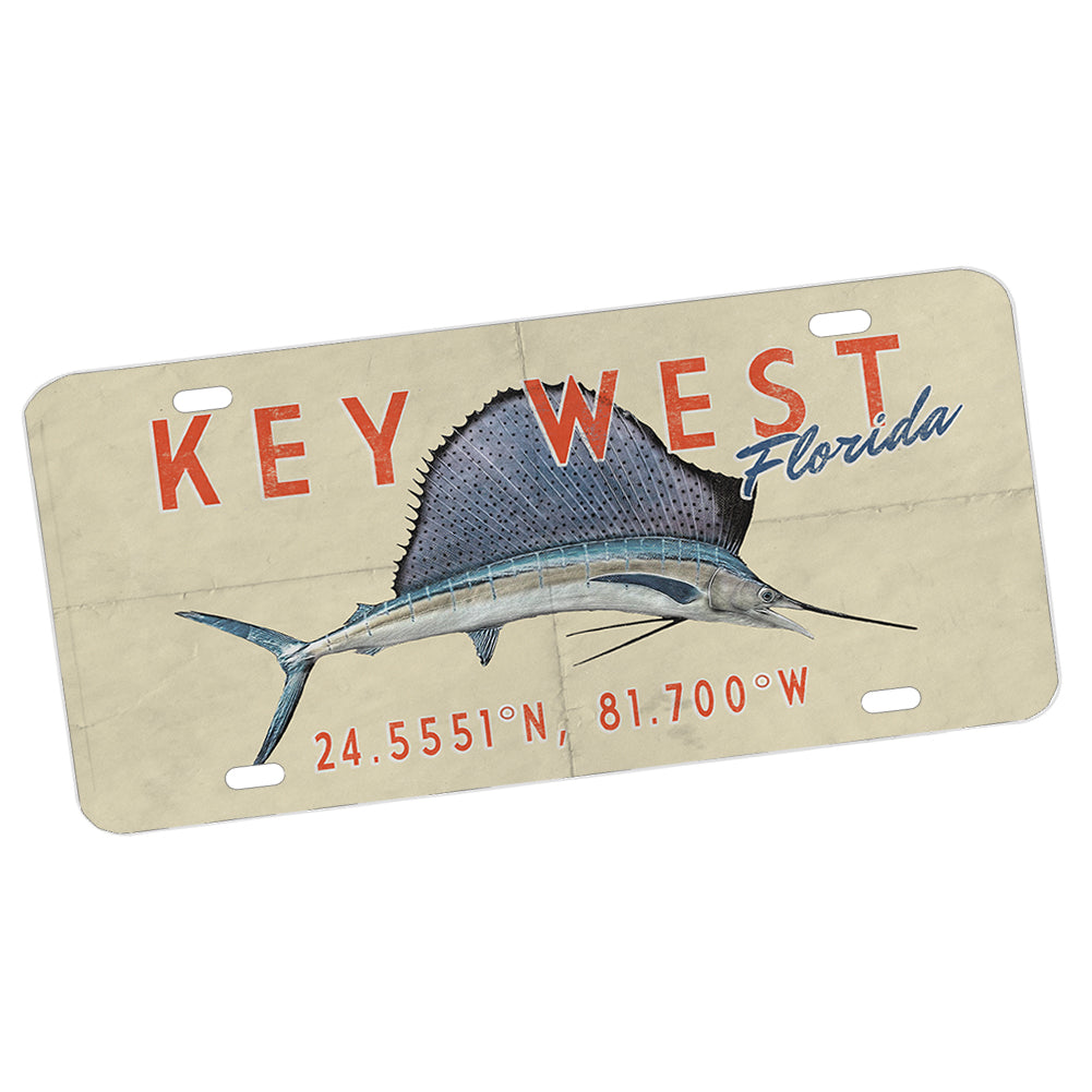 License Plate - Key West Sailfish Longitude Latitude Numbers