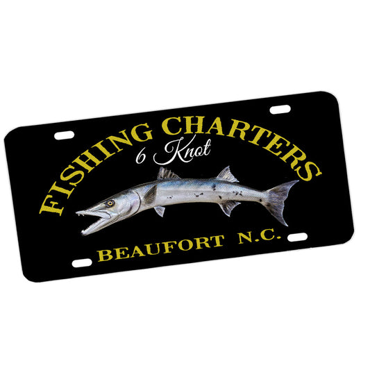 License Plate - 6 Knot Fishing Charters Barracuda