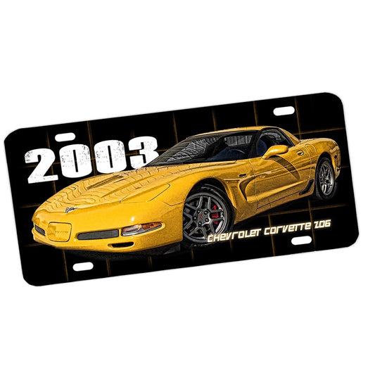 License Plate - 2003 Corvette Z06 Classic Yellow Muscle Car