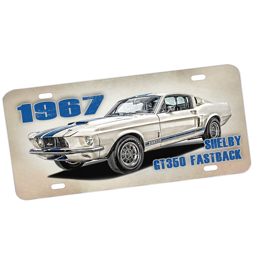 License Plate - 1967 GT 350 Mustang White Blue Muscle Car